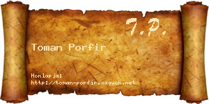 Toman Porfir névjegykártya
